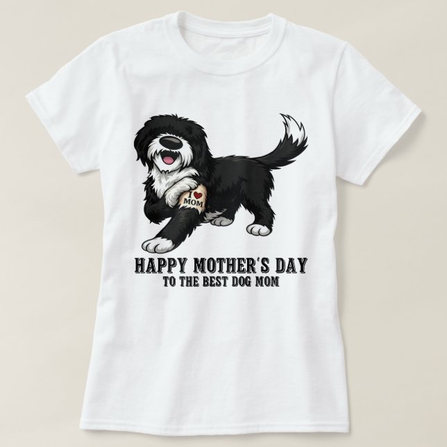 Frohen Muttertag Sheepadoodle-Mutter-Hund  T-Shirt (Design vorne)