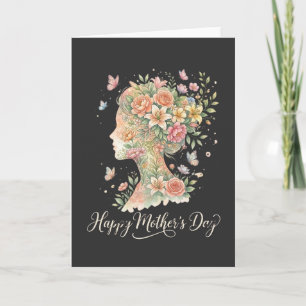 Frohen Muttertag Slogan Florale Frau Silhouette  Karte