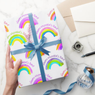 Frohen Muttertag Wasserfarbe Regenbogen Muster Geschenkpapier