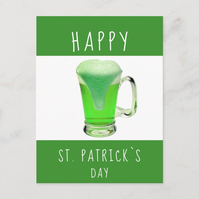 Frohen St. Patrick`s Tag Grüner Bier Postkarte (Vorderseite)