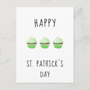 Frohen St. Patrick`s Tag Irland Grüne Muffins Postkarte