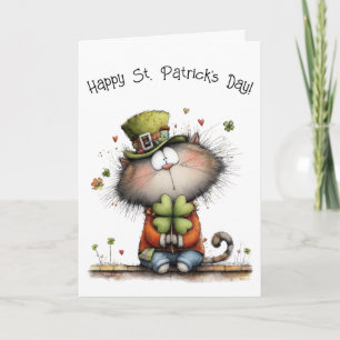 Frohen St. Patrick’s Tag Katze - Kitty-Grüße Karte