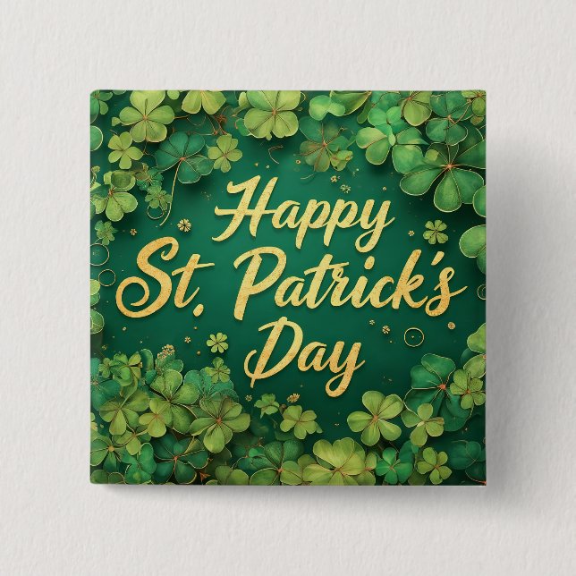 Frohen St. Patrick’s Tag Kleeblatt-Design Button (Vorderseite)