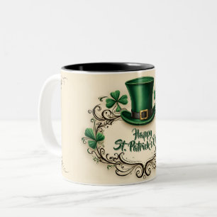 Frohen St. Patrick’s Tag Kleeblatt-Design Zweifarbige Tasse