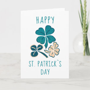 Frohen St. Patrick`s Tag Kleeblatt Zeichnung Karte