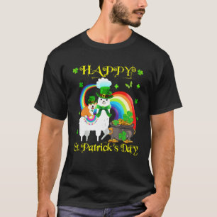 Frohen St. Patrick Tag Corgi Reitendes Lama Irland T-Shirt
