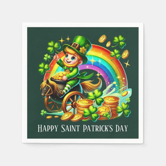 Frohen St. Patrick's Day anpassbare Party Serviette (Vorderseite)