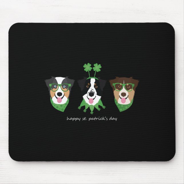 Frohen St. Patrick's Day Australian Shepherd Hunde Mousepad (Vorne)