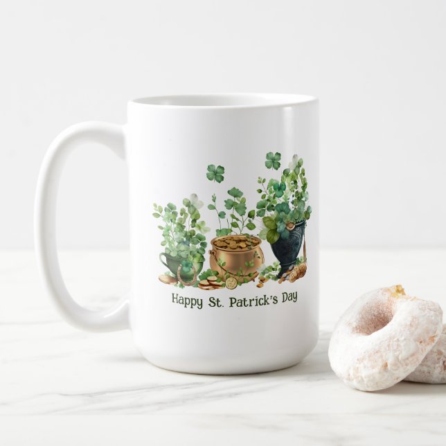 Frohen St. Patrick's Day Becher Kaffeetasse (Mit Donut)