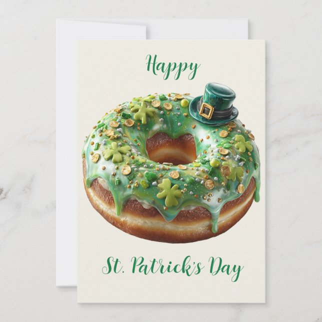 Frohen St. Patrick's Day Donut mit Koboldmütze Einladung (Vorderseite)