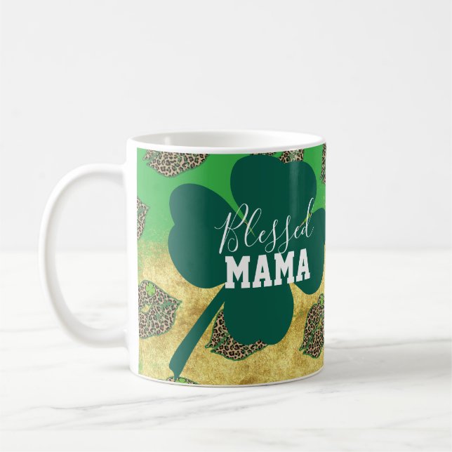 Frohen St. Patrick's Day Gesegnete Mutter Mama  Kaffeetasse (Links)