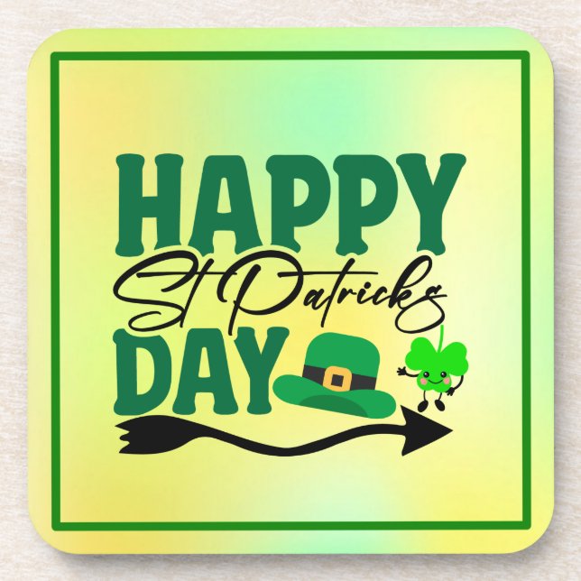 Frohen St. Patrick's Day Getränkeuntersetzer (Vorderseite)