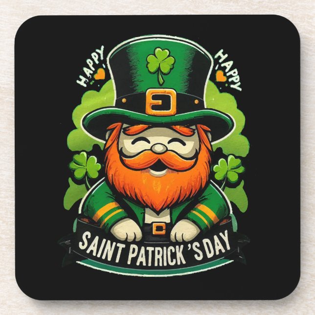 Frohen St. Patrick's Day Getränkeuntersetzer (Vorderseite)