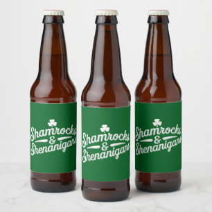 Frohen St. Patrick's Day Glücksklee&Scherereien Bierflaschenetikett