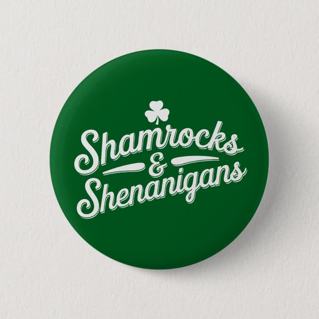 Frohen St. Patrick's Day Glücksklee&Scherereien Button (Vorderseite)