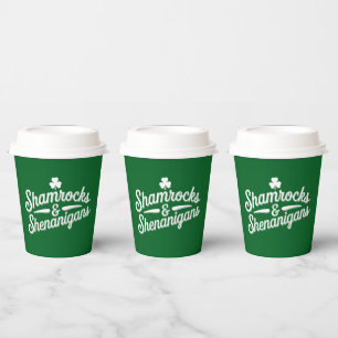 Frohen St. Patrick's Day Glücksklee&Scherereien Pappbecher