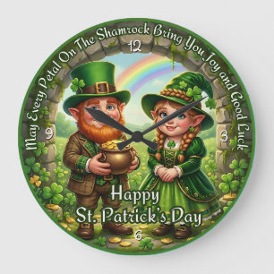 Frohen St. Patrick's Day Glückwunsch Große Wanduhr