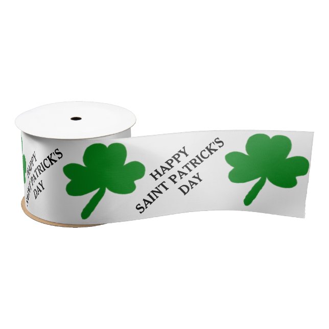 Frohen St. Patrick's Day Grüne Shamrocks Satinband (Spule)