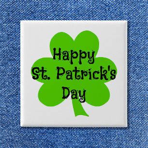 Frohen St. Patrick's Day Grüner Kleeblatt Button