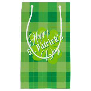 Frohen St. Patrick's Day Grüner Tartan Glücksklee Kleine Geschenktüte