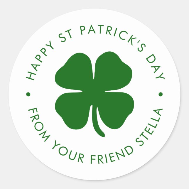 Frohen St. Patrick's Day Grünklee  Runder Aufkleber (Vorderseite)