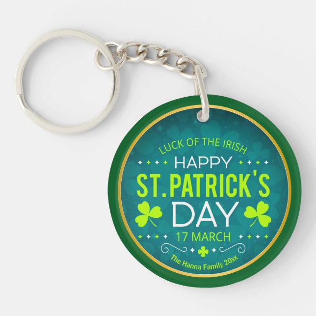 FROHEN ST. PATRICK'S DAY, "IRISCHES GLÜCK" SCHLÜSSELANHÄNGER (Vorderseite)
