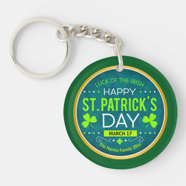 FROHEN ST. PATRICK'S DAY, "IRISCHES GLÜCK" SCHLÜSSELANHÄNGER (Vorderseite)