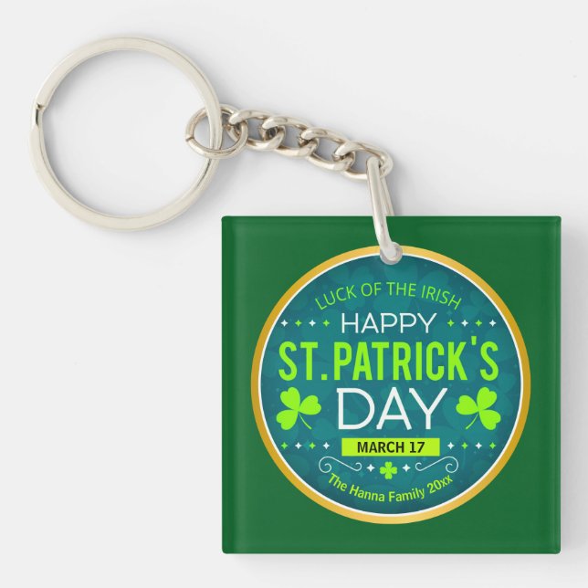 FROHEN ST. PATRICK'S DAY, "IRISCHES GLÜCK" SCHLÜSSELANHÄNGER (Vorderseite)