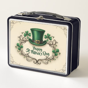 Frohen St. Patrick's Day Kleeblatt-Design Metall Brotdose