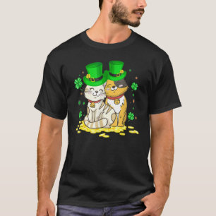 Frohen St. Patrick's Day Kleeblatt Liebe Katze Pat T-Shirt