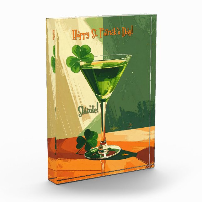 Frohen St. Patrick's Day Kleeblatt Martini Fotoblock (Links)