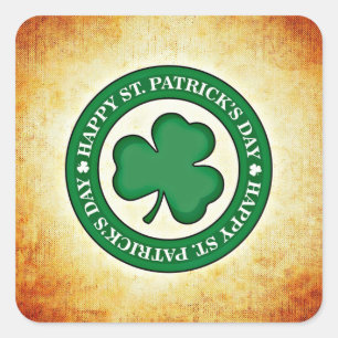 Frohen St. Patrick's Day Kleeblatt Quadrat Aufkleb Quadratischer Aufkleber
