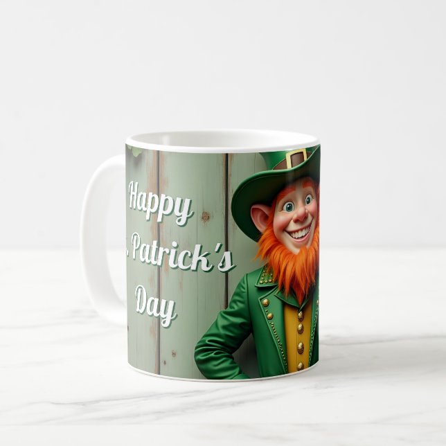 Frohen St. Patrick's Day Leprechaun Kaffeetasse (Vorderseite Links)