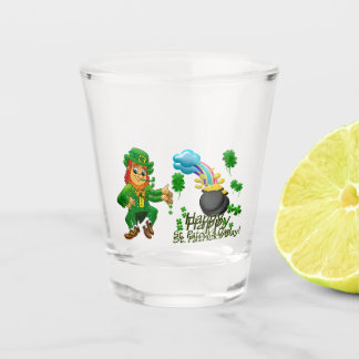Frohen St. Patrick's Day Leprechaun Regenbogen Schnapsglas