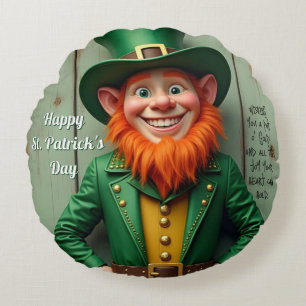 Frohen St. Patrick's Day Leprechaun Rundes Kissen