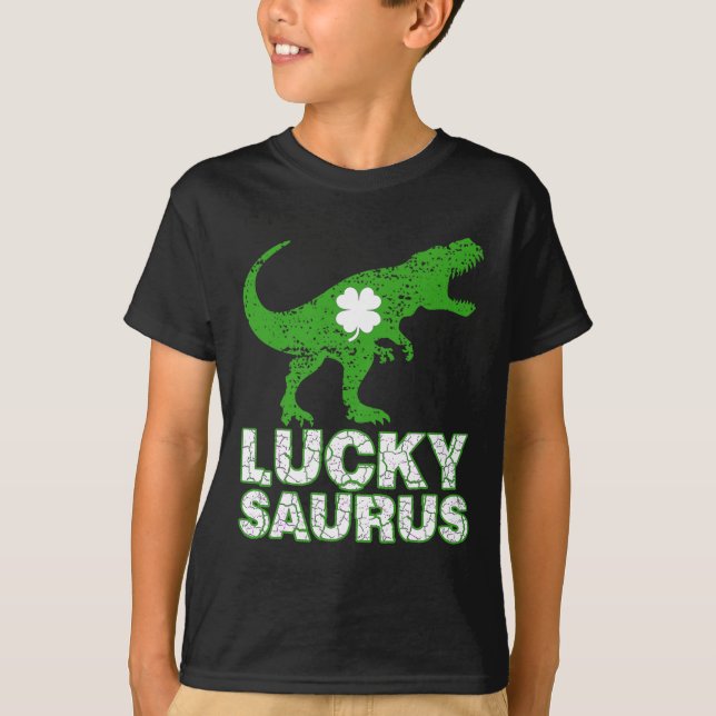 Frohen St. Patrick's Day Luckysaurus Dinosaur Sham T-Shirt (Vorderseite)