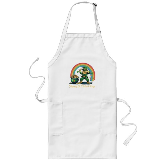 Frohen St. Patrick's Day Lustiger Kobold Lange Schürze (Vorne)