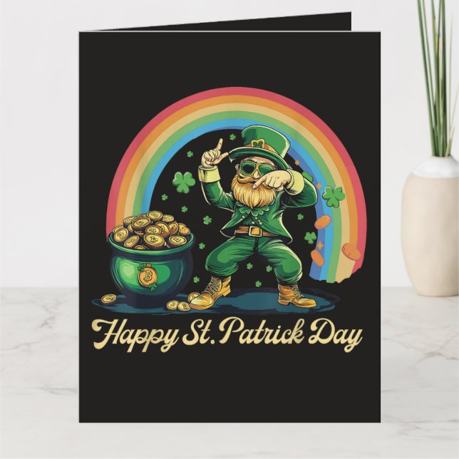 Frohen St. Patrick's Day Lustiger Leprechaun Dankeskarte (Vorderseite)