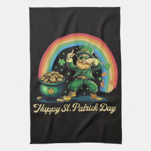 Frohen St. Patrick's Day Lustiger Leprechaun Geschirrtuch