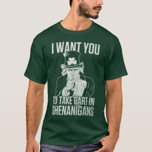 Frohen St. Patrick's Day Lustiger USA Uncle Sam Pa T-Shirt