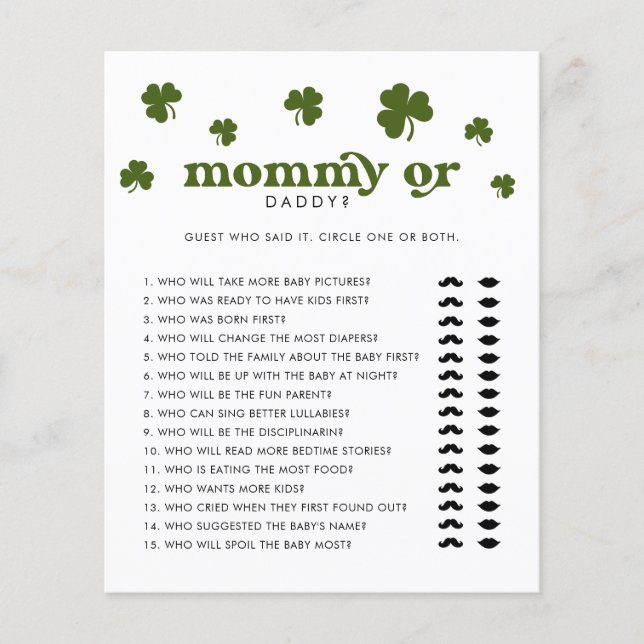 Frohen St. Patrick's Day Mami oder Papi (Vorderseite)