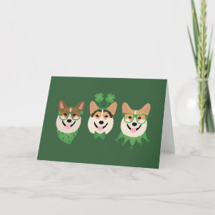Frohen St. Patrick's Day Pembroke Welsh Corgi Hund Feiertagskarte