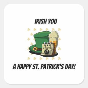 Frohen St. Patrick's Day Quadratischer Aufkleber