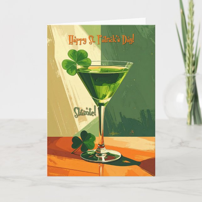 Frohen St. Patrick's Day Shamrock Martini  Karte (Vorderseite)