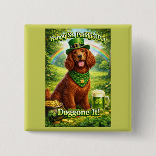 Frohen St. Patrick's Day, süßer irischer Setter Button