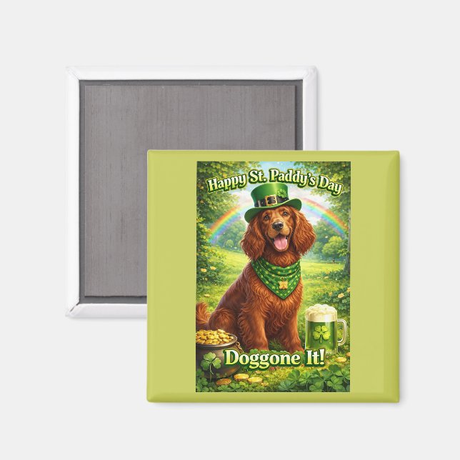 Frohen St. Patrick's Day Süßer Irischer Setter  Magnet (Vorderseite/Rückseite)