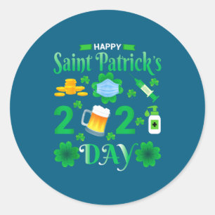 Frohen St. Patrick's Tag 2024 Irisches Kleeblatt-G Runder Aufkleber