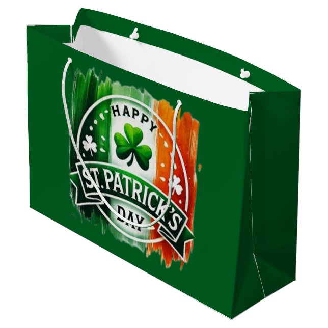 Frohen St. Patricks Tag Große Geschenktüte (Rückseite Schrägansicht)