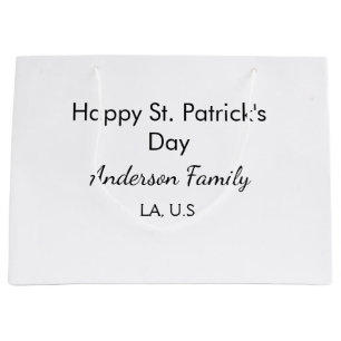 Frohen St. Patrick's Tag Namen Familienort einfach Große Geschenktüte