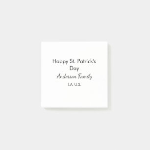 Frohen St. Patrick's Tag Namen Familienort einfach Post-it Klebezettel